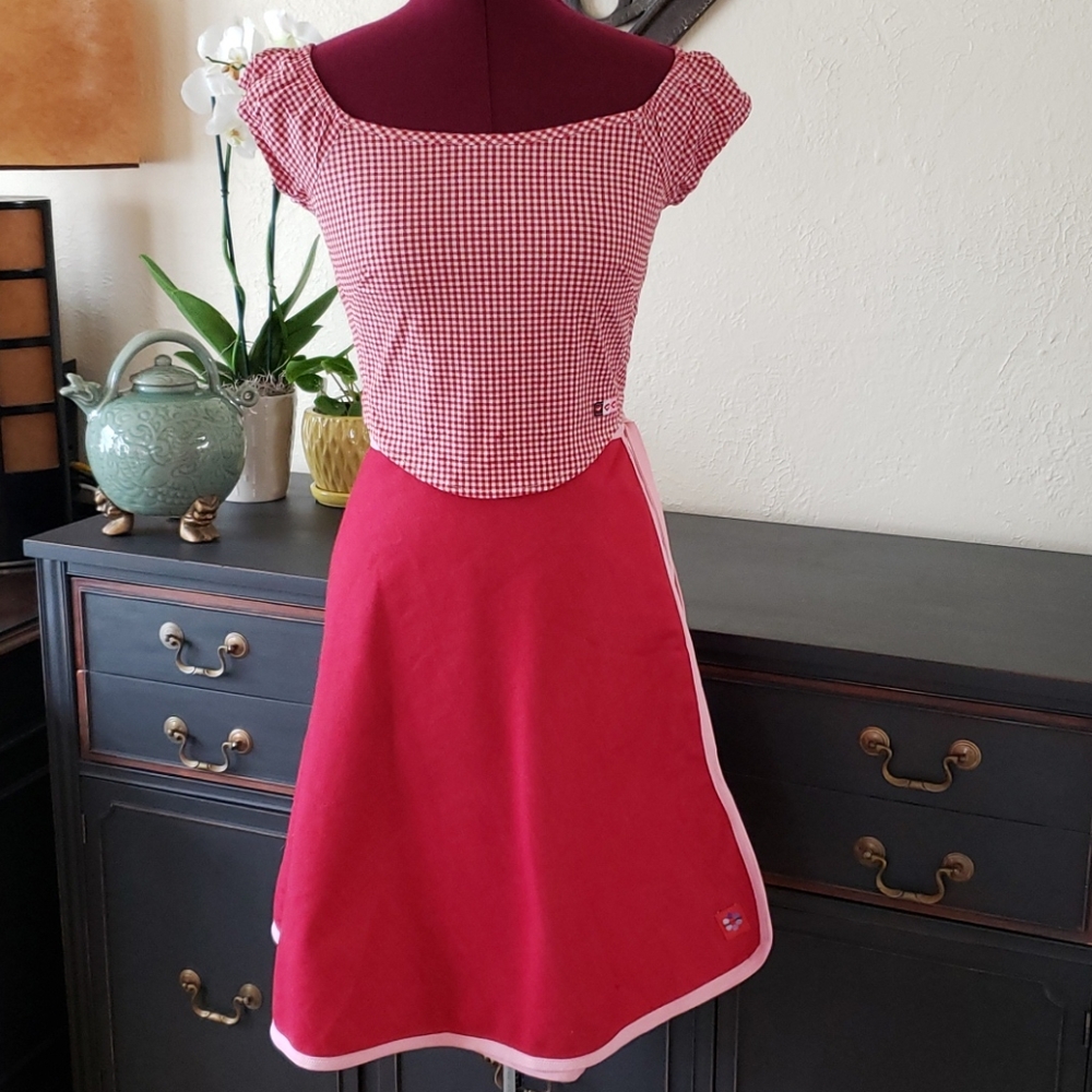 Sweetest Red Gingham crop babydoll top Rockabilly